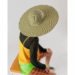 NWT NEW BAGGU Trippy Checker Moss Packable Sun Hat Organic Cotton with Pouch